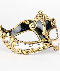 Carta Alta Music Paper Mask Traditional Venetian Black & Gold