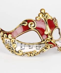 Carta Alta Womens Music Paper Mask Traditional Venetian Red & Gold