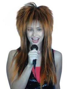 Carnival Products Cindy Lauper 80s Spiky Layered Wig Orange & Black Party Accessory Womens