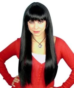 Carnival Products Womens Anime Long Straight Black Costume Wig With Fringe Female Fancy Dress