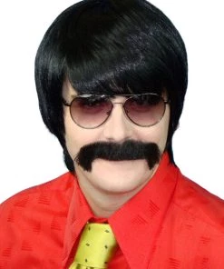 Carnival Products Mens Mod Black Men's 1960s & 1970s Wig Pop Star Fancy Dress