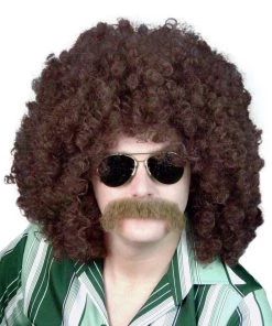 Carnival Products Afro Brown 70's Costume Wig With Loose Curls