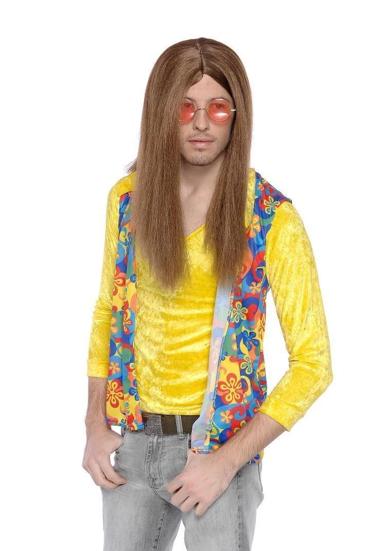 Carnival Products Mens Hippie Guy 1960's Brown Men's Costume Wig 3 Carnival Products Mens Hippie Guy 1960's Brown Men's Costume Wig