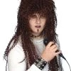 Carnival Products Mens Rockstar Brown Mullet Costume Wig 80's