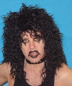 Carnival Products Alice Cooper Rocker Wig Black 80s Rockstar Costume Accessory Mens